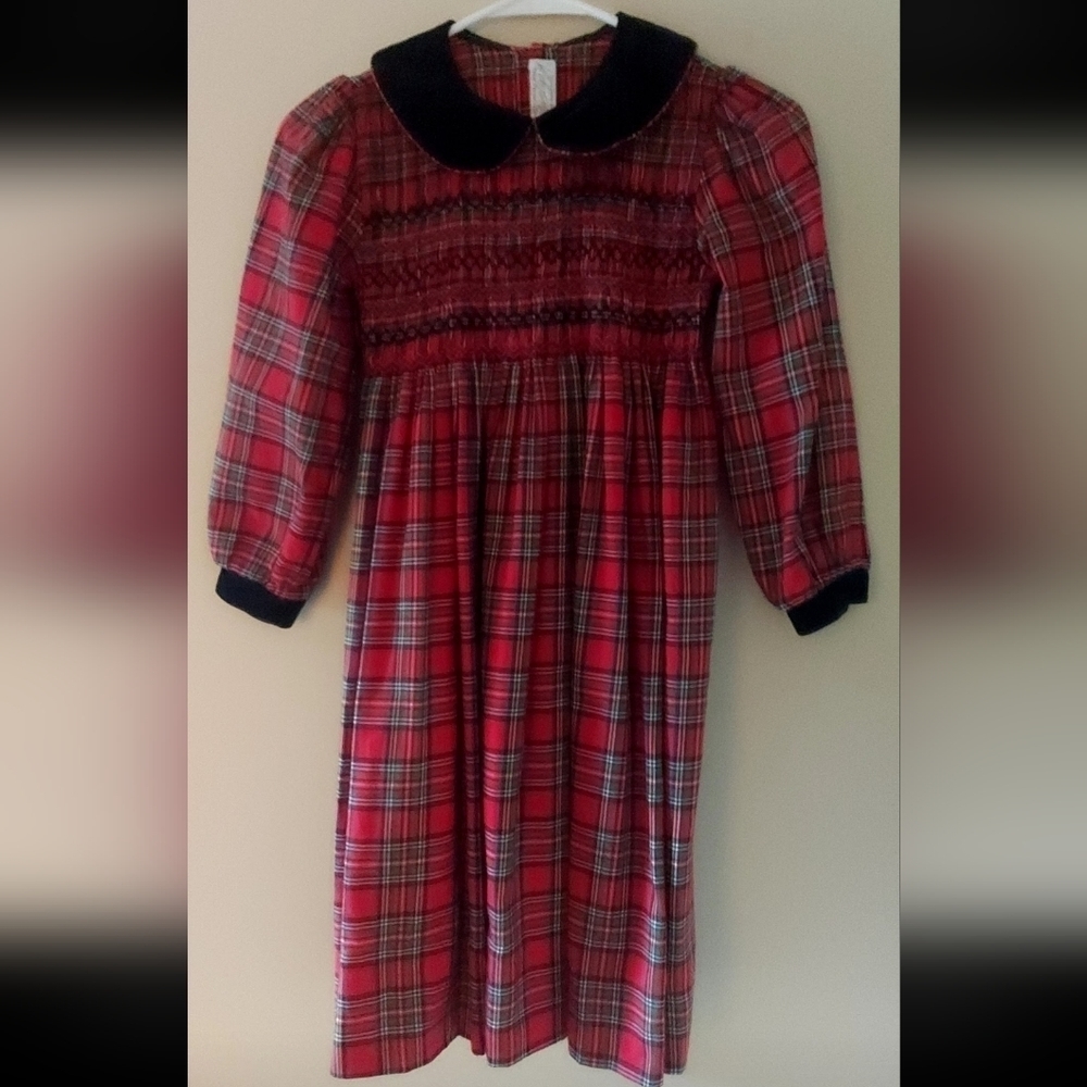 Lord & Taylor Smocked Christmas Plaid Dress ~ sz 6x